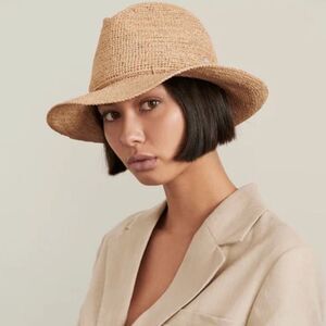 Helen Kaminski Straw Fai Fedora Hat Sunhat Woven Resortwear
